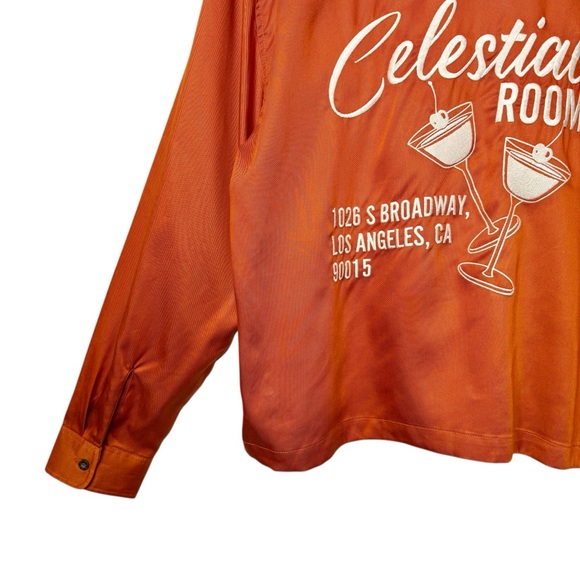 NEW PacSun Celestial Room Orange Embroidered Camp Shirt Shacket Sz L - Picture 6 of 15